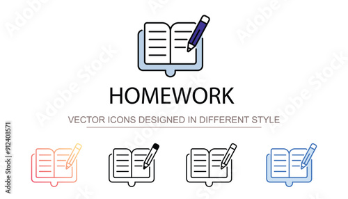Homework icon design with white background stock illustration