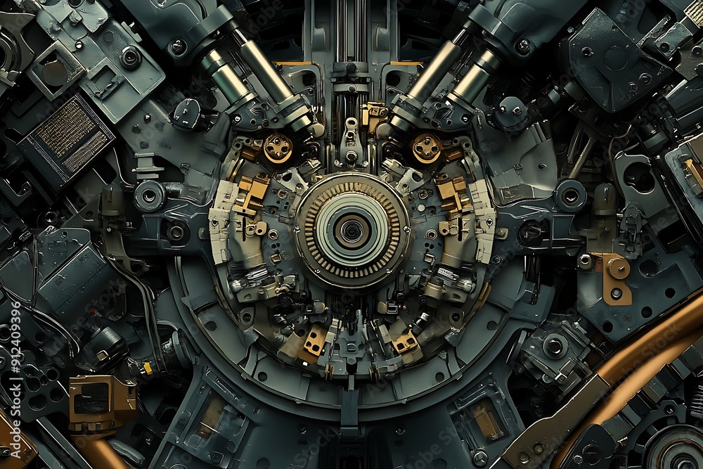 Close-up of a Futuristic Mechanical Engine Close-up of a Futuristic Mechanical Engine