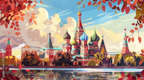  Illustration Of Russian Landmarks. Generative AI