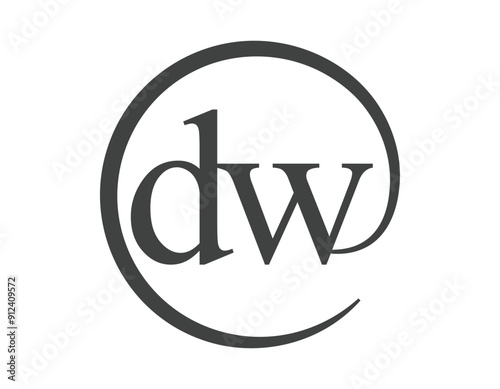 DW logo from two letter with circle shape email sign style. D and W round logotype of business company