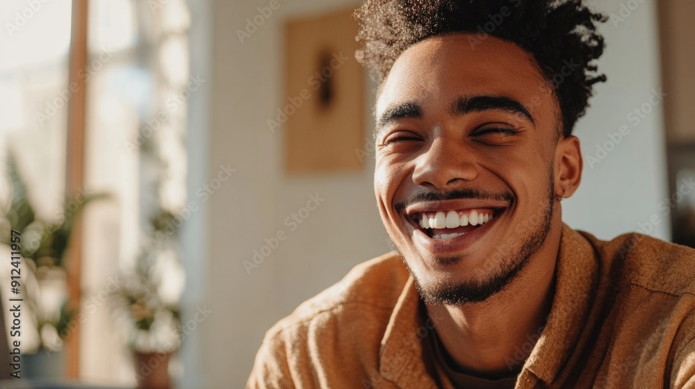 A person enjoying a moment at home or in an office setting A person enjoying a moment at home or in an office setting