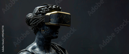 A greek statue in VR glasses