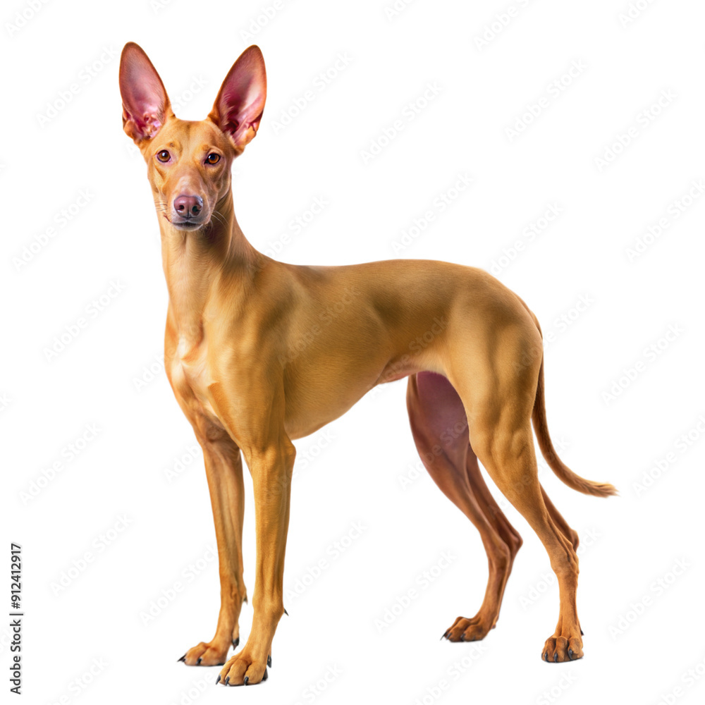 Pharaoh hound dog standing and looking at camera, isolated on white background Pharaoh hound dog standing and looking at camera, isolated on white background