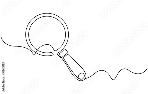 One continuous line illustration of magnifying glass. Continuous line drawing of magnifying glass lens.
Magnifying glass search symbol isolated vector illustration 