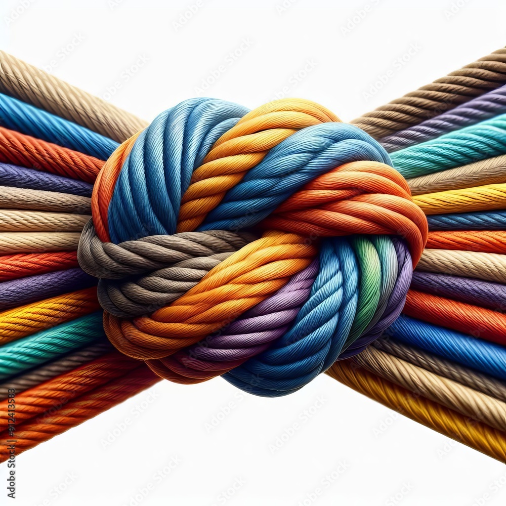 A thick multicolored rope, the strength of which varies in different ...