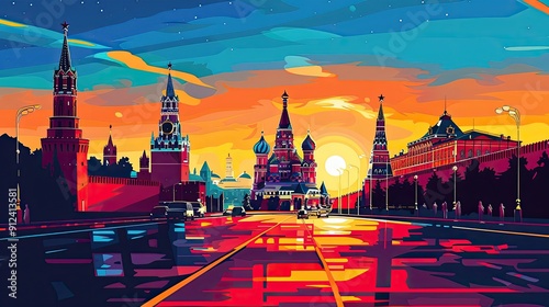  Illustration Of Russian Landmarks. Generative AI