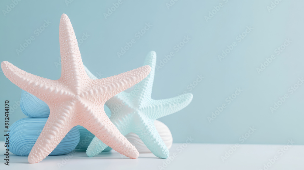 Brightly Colored Starfish on Soft Pastel Backgrounds Perfect for Summer Home Decor Themes Brightly Colored Starfish on Soft Pastel Backgrounds Perfect for Summer Home Decor Themes