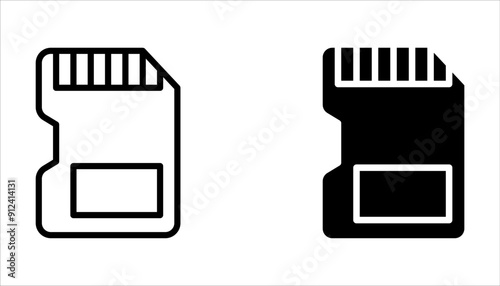 Memory Card Icon set, Micro Sd Card Icon on white background