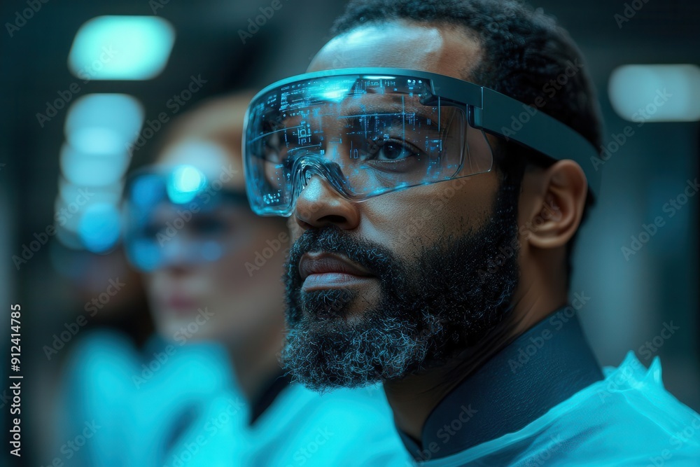 portrait of a diverse team of medical professionals using augmented reality interfaces in a hightech minimalist hospital setting portrait of a diverse team of medical professionals using augmented reality interfaces in a hightech minimalist hospital setting