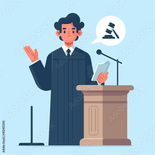 Judicial system people. Wooden tribunes with law representatives, jurors, accused, witness and prosecutor, court session, legal defence process or court tribunal