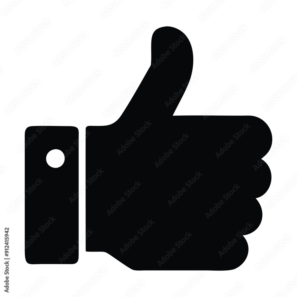 Black and white thumbs up icon illustration. Vector illustration