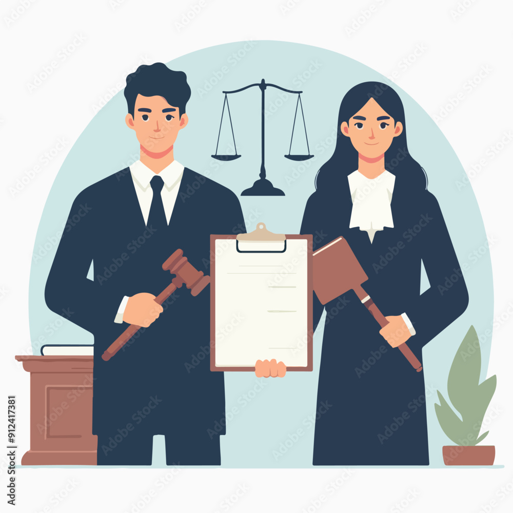 Judicial system people. Wooden tribunes with law representatives, jurors, accused, witness and prosecutor, court session, legal defence process or court tribunal