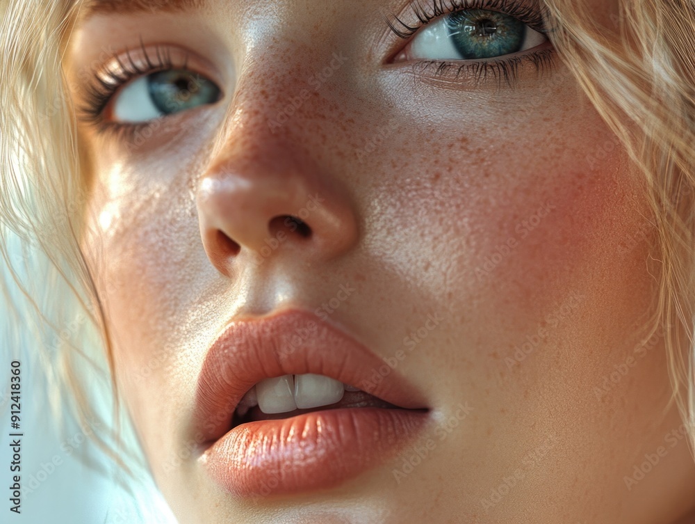 custom made wallpaper toronto digitalClose-up portrait of a woman with distinctive freckles on her face