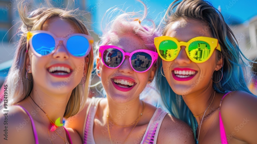 The Friends in Vibrant Sunglasses The Friends in Vibrant Sunglasses