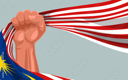 Clenched fist proudly holding the Brazilian flag. Ideal for themes of patriotism, national pride, and unity, this image symbolizes strength, resilience, and the spirit of Indonesia