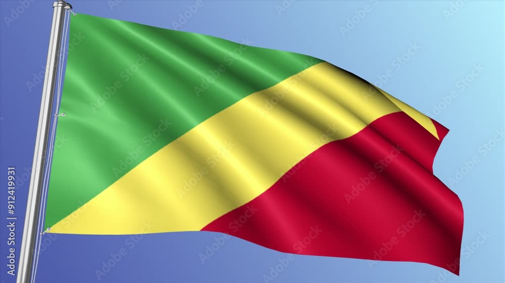 Congo Republic Flag Waving Loop