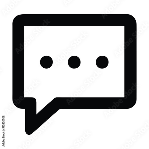 Black and white speech bubble icon with three ellipses. Vector illustration