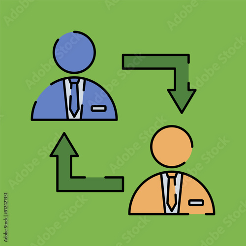Change of Manager Illustration Isolated on Green Background