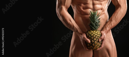 Sexy naked bodybuilder hold...