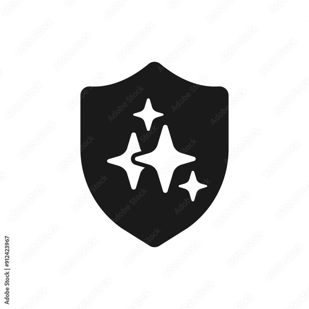 Shield with stars. Ai protection icon flat style isolated on white background. Vector illustration Shield with stars. Ai protection icon flat style isolated on white background. Vector illustration