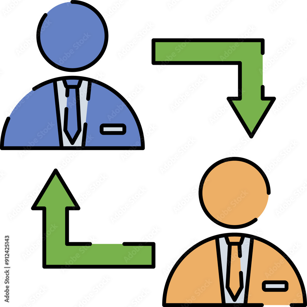 Change of Manager Illustration Isolated on Transparent Background Change of Manager Illustration Isolated on Transparent Background