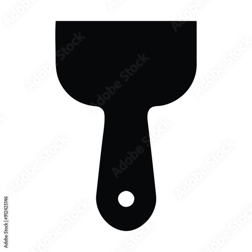 Black and white silhouette of a putty knife. Vector illustration