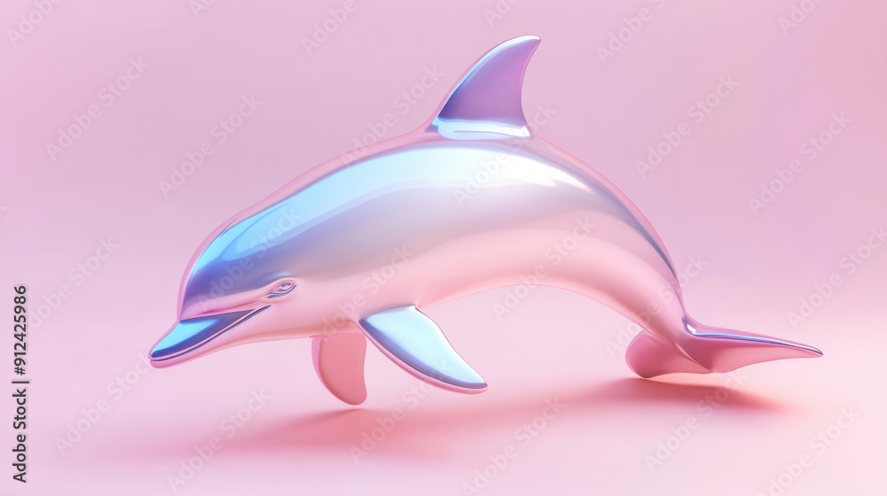 Stylish Dolphin Against a Beautiful and Vibrant Pink Background That Captivates the Eye Stylish Dolphin Against a Beautiful and Vibrant Pink Background That Captivates the Eye