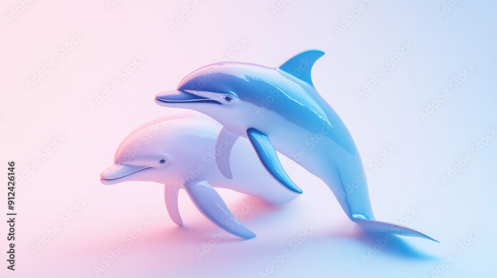 Stylish Dolphin Against a Beautiful and Vibrant Pink Background That Captivates the Eye Stylish Dolphin Against a Beautiful and Vibrant Pink Background That Captivates the Eye