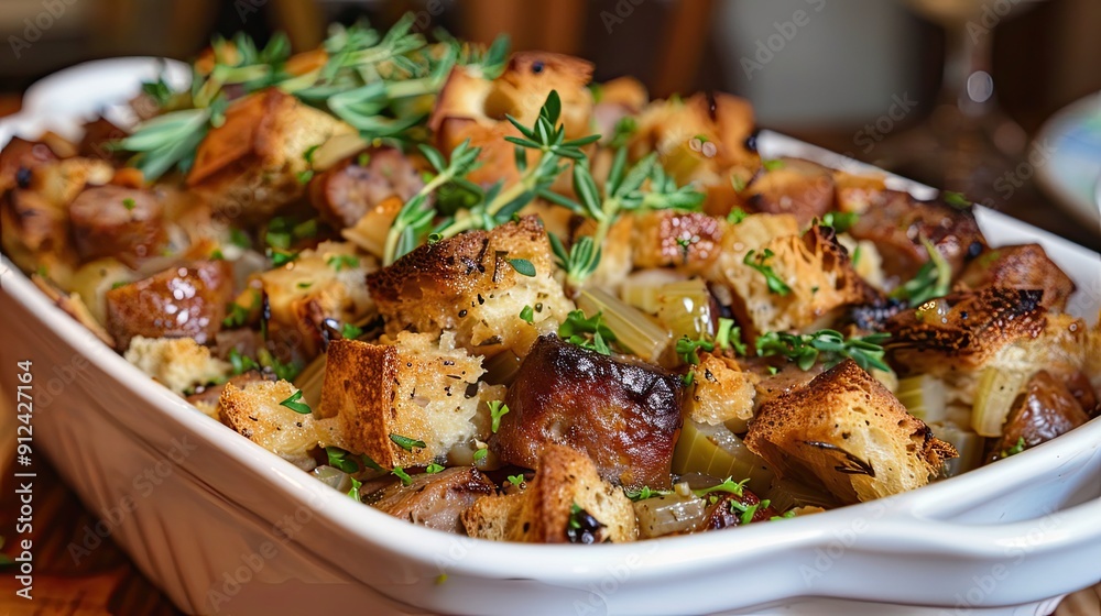 Rich and savory stuffing bursting with sausage and herbs. Rich and savory stuffing bursting with sausage and herbs.