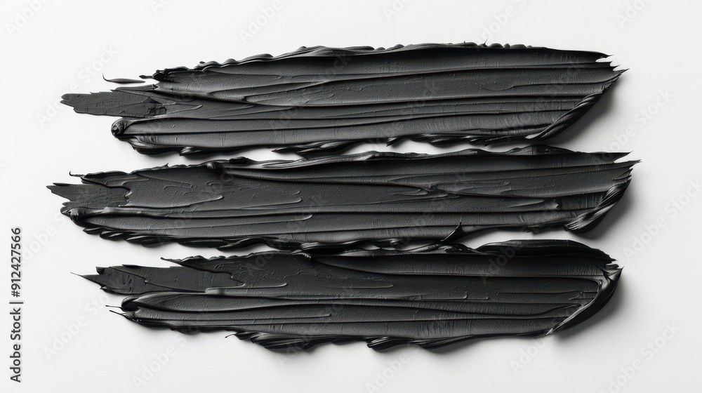 A closeup of wet black linocut ink remains, showcasing intricate textures on a white paper background. A closeup of wet black linocut ink remains, showcasing intricate textures on a white paper background.