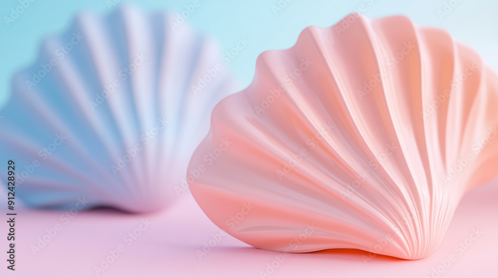 Stylish Pastel Shells on a Soft and Serene Background for Aesthetic Appeal and Design Stylish Pastel Shells on a Soft and Serene Background for Aesthetic Appeal and Design