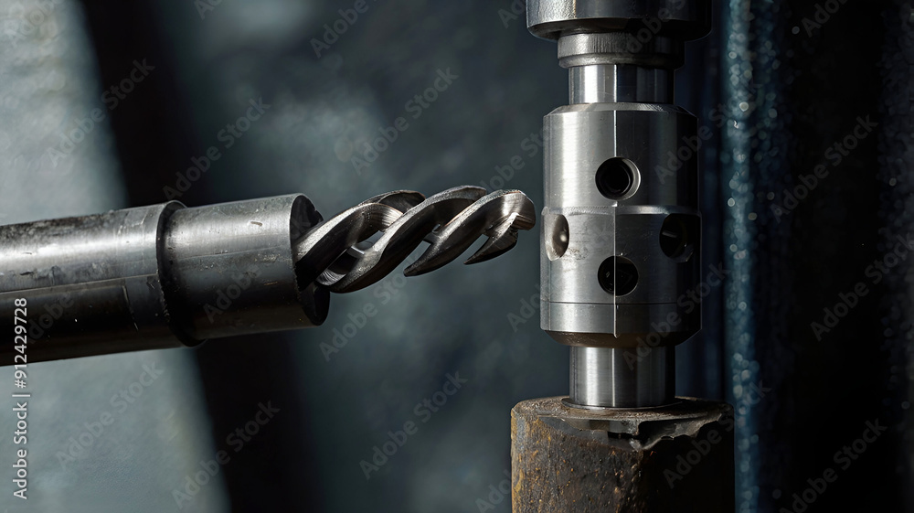 Precision and Power Closeup of a Drill Bit Boring into Metal. Concept Industrial Tools. Metalworking, Closeup Photography, Precision Engineering. Ai generative Precision and Power Closeup of a Drill Bit Boring into Metal. Concept Industrial Tools. Metalworking, Closeup Photography, Precision Engineering. Ai generative
