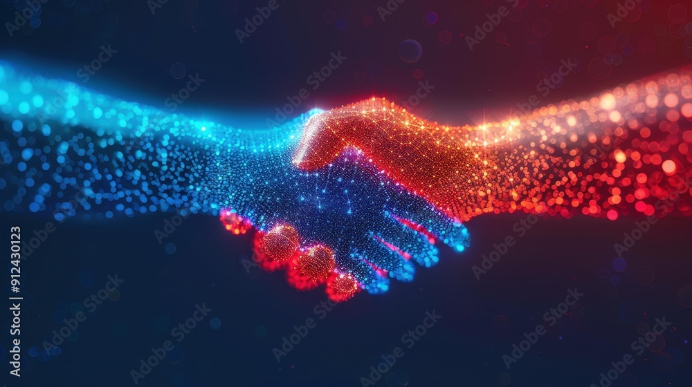 Connect and thrive with digital handshakes, symbolizing trust, innovation, and success in todays networked business world. Connect and thrive with digital handshakes, symbolizing trust, innovation, and success in todays networked business world.
