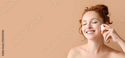 Young redhead woman with fo...