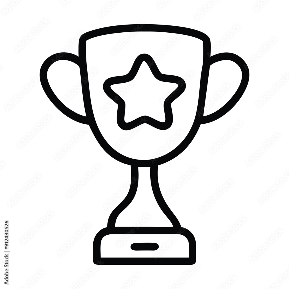 Simple line drawing of a trophy with a star. Vector illustration Simple line drawing of a trophy with a star. Vector illustration