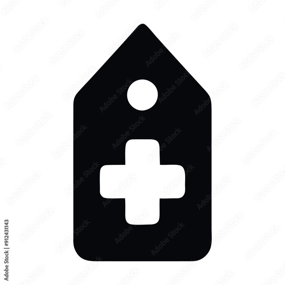 Fototapeta premium Black and white medical tag icon. Vector illustration