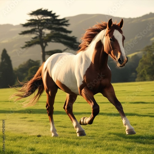 white and brown horse running