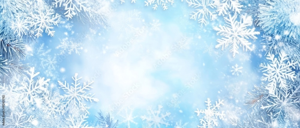 Decorative winter frame with snowflakes Decorative winter frame with snowflakes