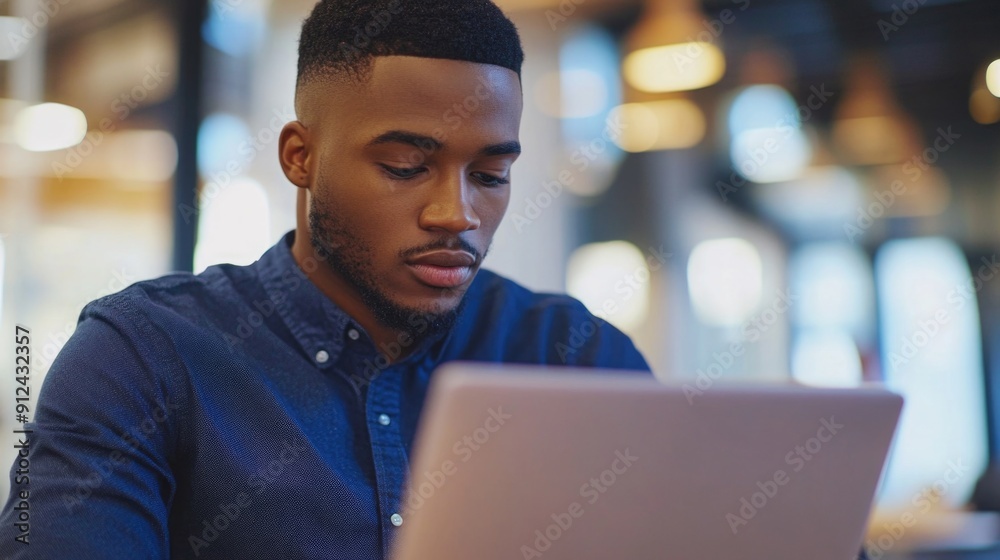 Obraz premium A person sitting in front of a laptop computer, focused on work or studying