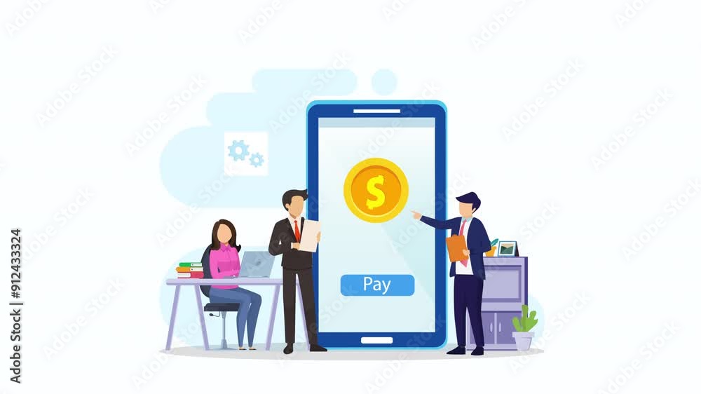 Mobile Banking 2d video animation 4k clip Mobile Banking 2d video animation 4k clip