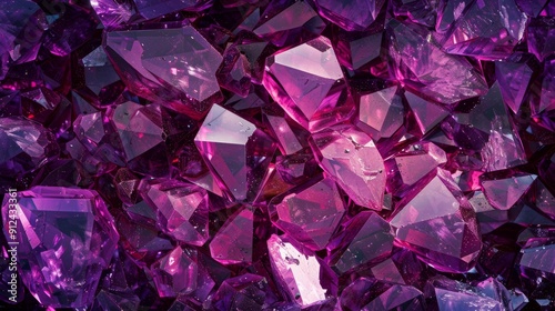 Amethyst violet crystals. Gems. Minerals crystals. Texture of precious and semiprecious stones. Seamless background with copy space colored shiny surface of precious stones photo