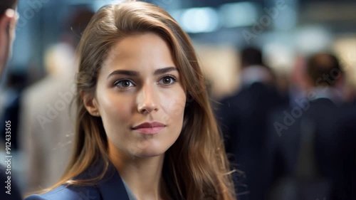 Portrait of a woman in the city, smiling confidently  photo