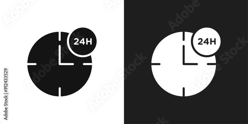 24 hrs icon logo set vector