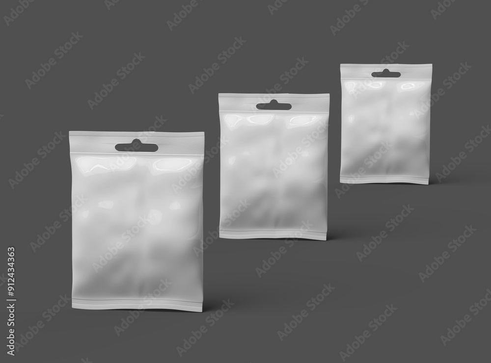 Render of a resealable zip-lock bag with hanging hole on a dark background Render of a resealable zip-lock bag with hanging hole on a dark background