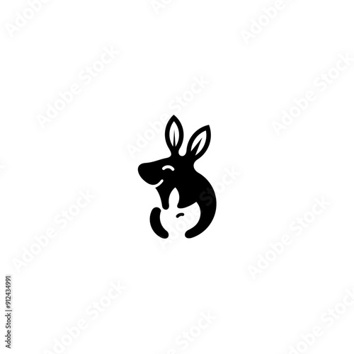 Mother and child kangaroo logo in flat vector design style