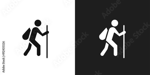 Hiking icon logo set vector