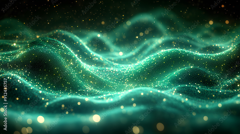 Luminous green wavy line light line, green wave lights , Green stars dust trail sparkling particles isolated Luminous green wavy line light line, green wave lights , Green stars dust trail sparkling particles isolated