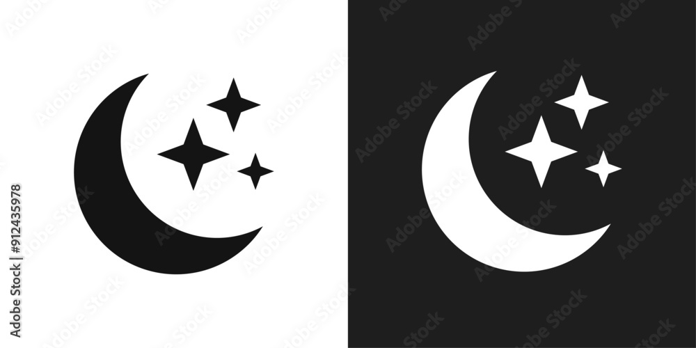 Moon stars icon logo set vector Moon stars icon logo set vector
