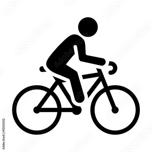 Man riding a bicycle vector icon. Person with bike illustration. Cyclist symbol. Bicyclist black silhouette. Bike race pictogram. Biker sign.