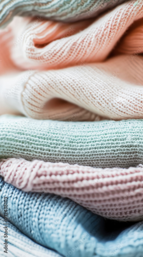 Fresh stack of light pastel colorful cotton and linen fabrics, freshness concept. Eco-laundry template. Generative AI Fresh stack of light pastel colorful cotton and linen fabrics, freshness concept. Eco-laundry template. Generative AI
